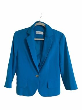 Calvin Klein Women's Electric Blue Single-Button Blazer